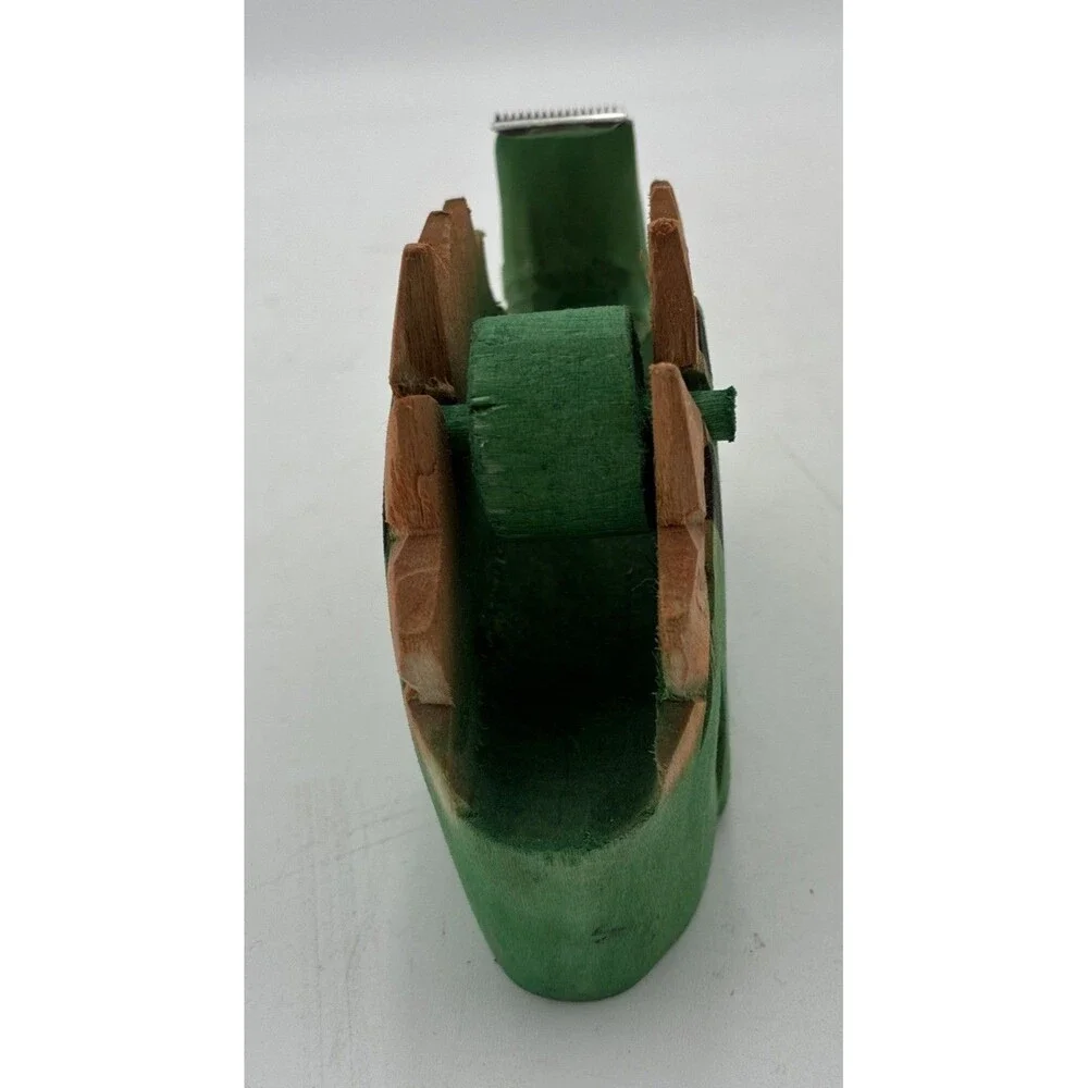 dinosaur head shape Tape Dispenser desk top wood carving